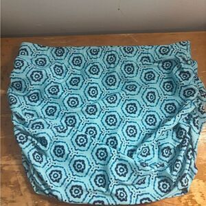 Sheshow Blue Geometric Patterned swim Skirt size large attached bottoms EUC